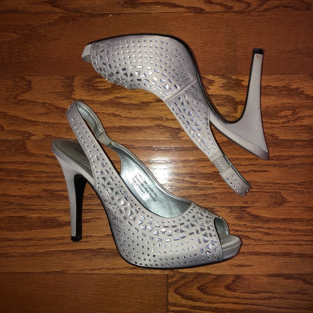 Silver Sequin Heels